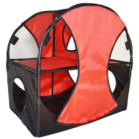 Kitty Play Pet Cat House; Red & Black - One Size